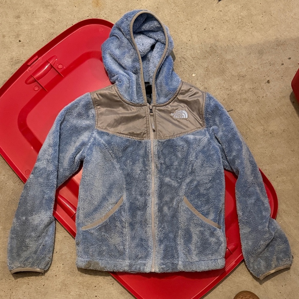 Girls The North Face Light Blue and Gray Fleece Jacket - Great Condition